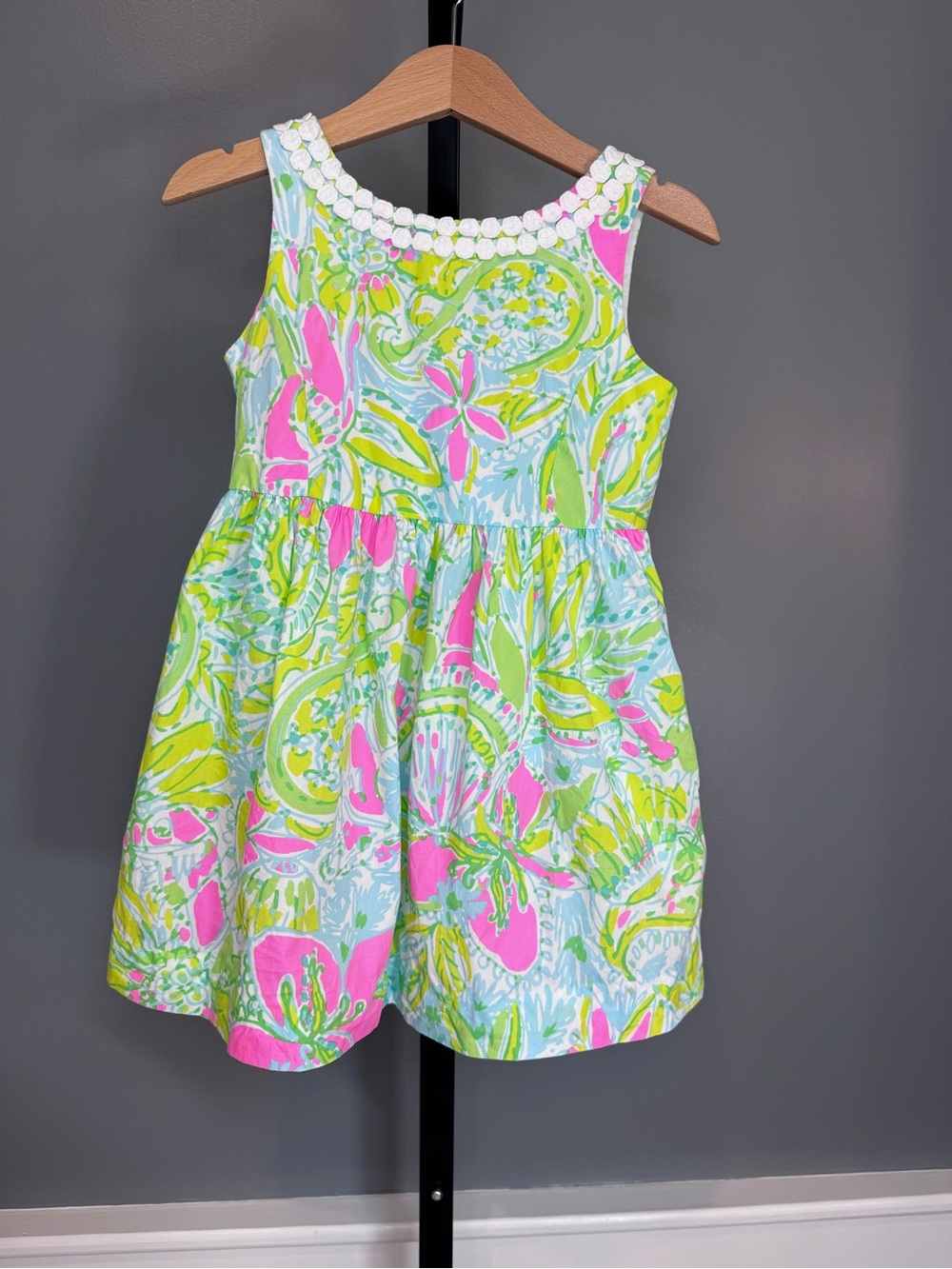 Lilly Pulitzer Riselda Fit & Flare Dress Coconut Jungle Girls Size 4